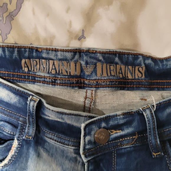 Men's Armani Skinny Distressed Jeans - Picture 5 of 13